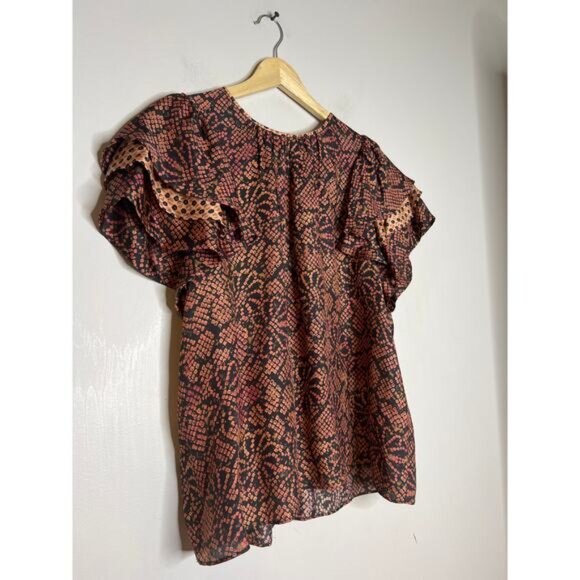 NEW Ulla Johnson Josefine Silk Layered Sleeves Top Women's Pink Thistle Size: 4 - Picture 3 of 7